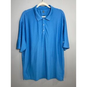 Nike Golf Polo‎ Shirt Men's Large Blue Dri-FIT Textured Short Sleeve